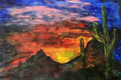 Sunset in Desert in Acrylic